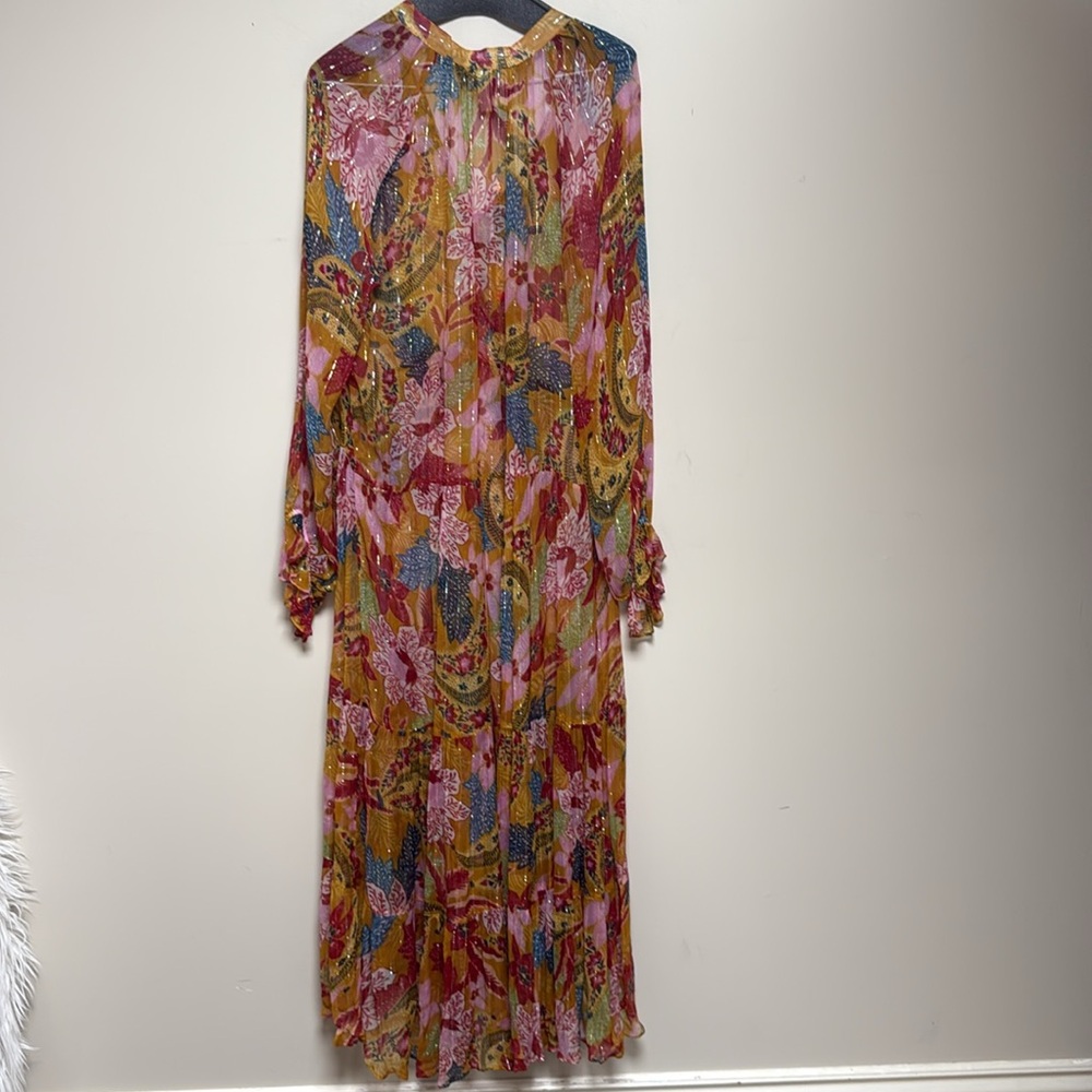 NEW FARM RIO banana floral beaded maxi dress medium - Picture 10 of 12